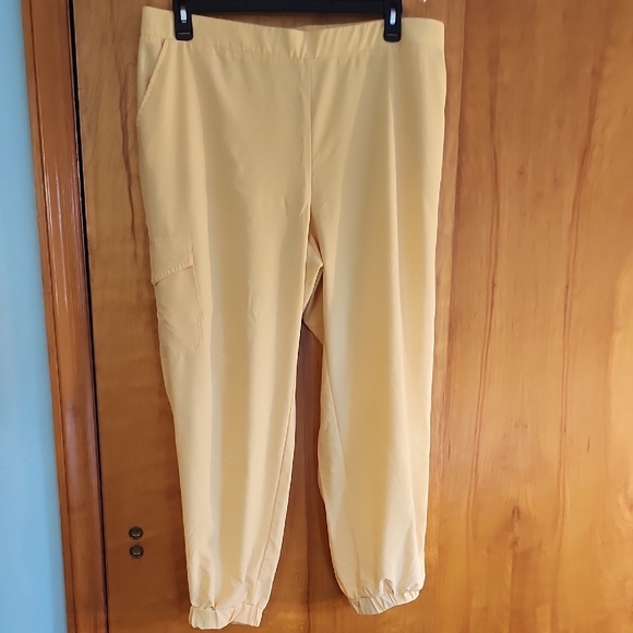 Sunday Banana Yellow Unlined Wind Pants, Elastic Waist & Leg - Picture 1 of 15